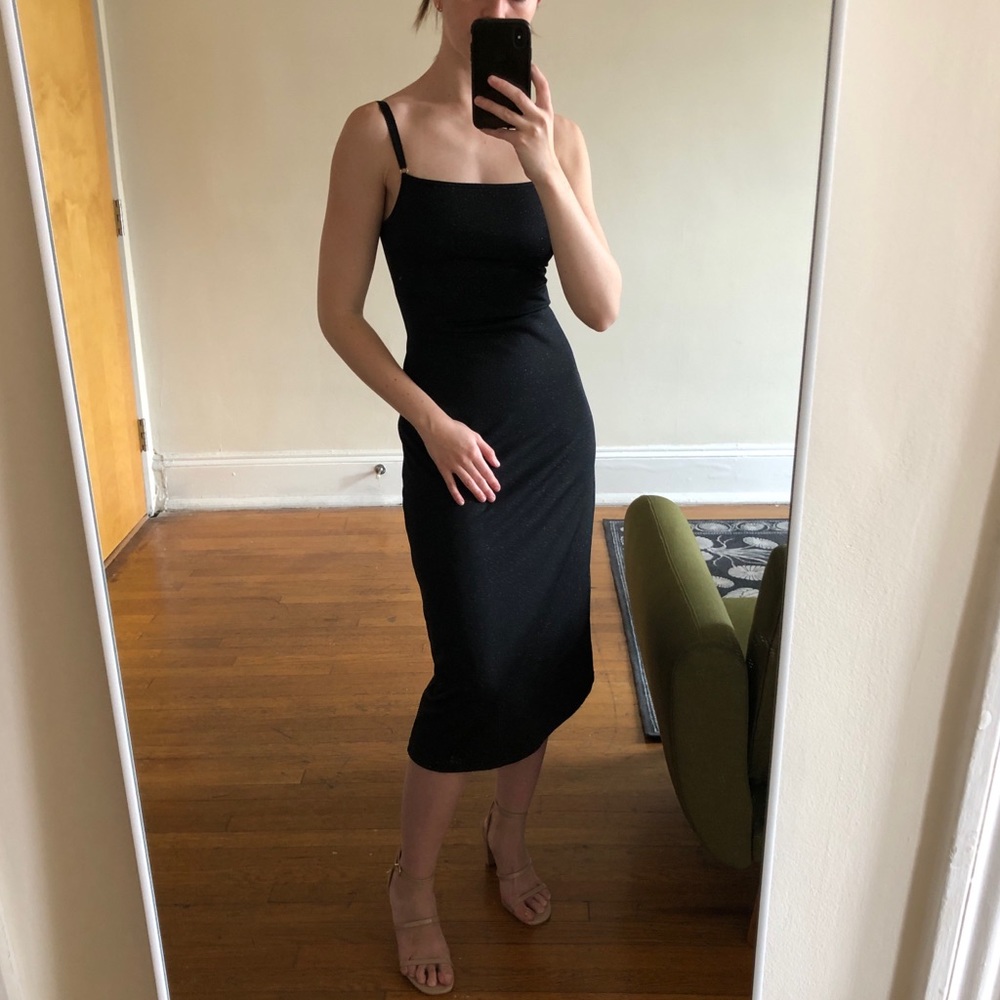 Little Black Dress with Golden Sparkles